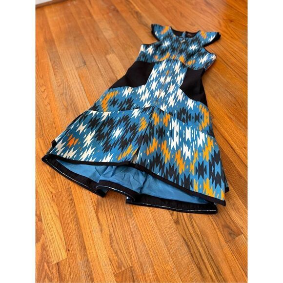 Bibhu Mohapatra 2000s Geometric Print Silk Designer Dress Size 6 - Picture 5 of 16